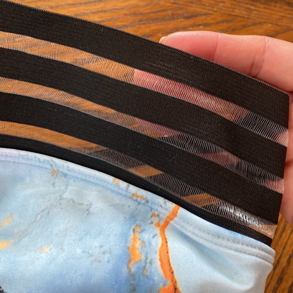 Shein Green Marble Constrast Print One-Piece Mesh Swimsuit Size 6/L - Picture 6 of 11